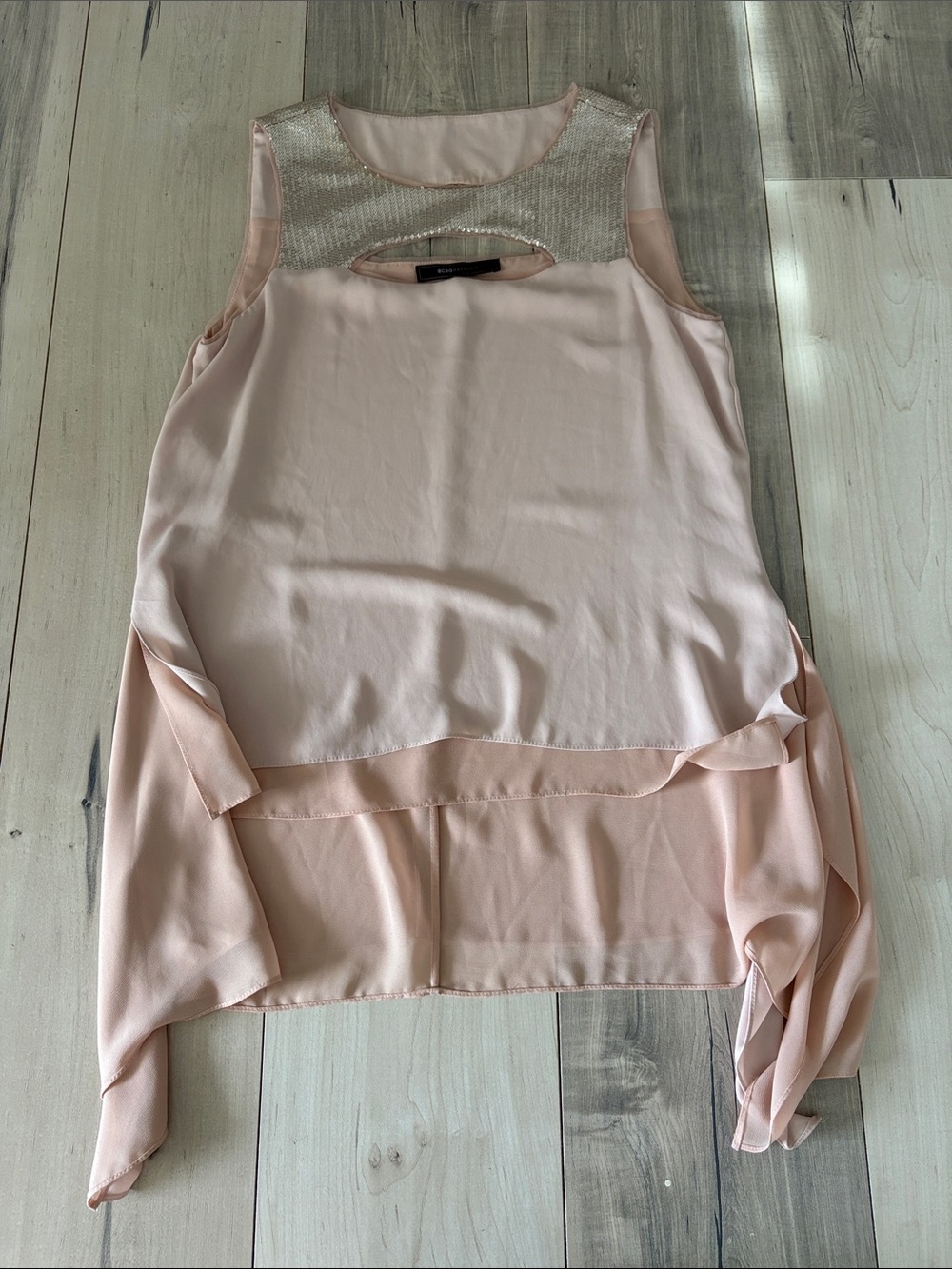BCBGMaxAzria Blush Pink Sleeveless Camisole with Metallic Yoke